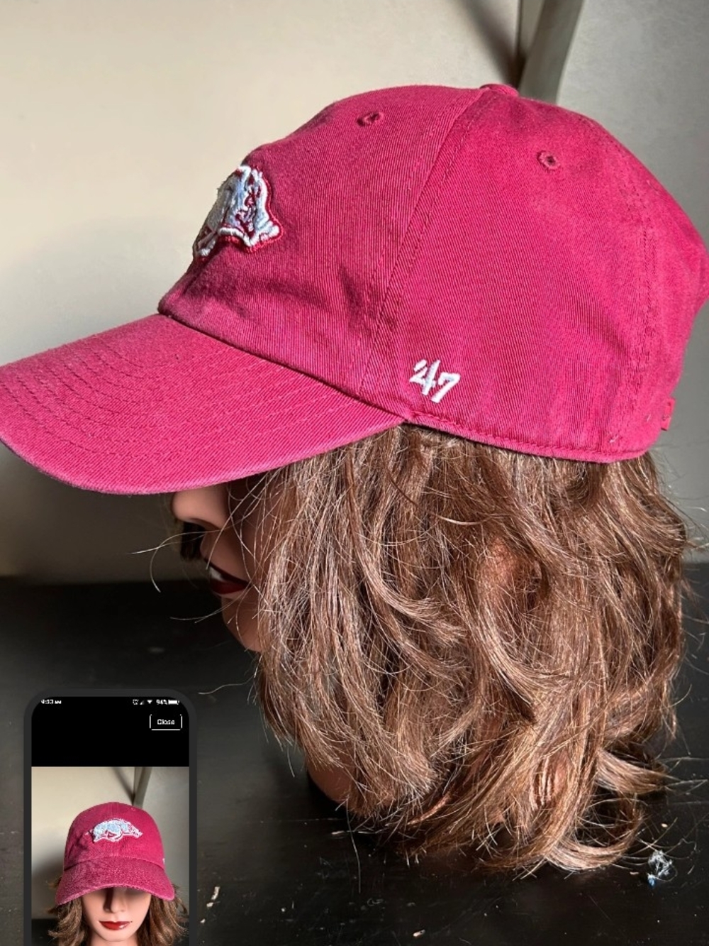 47 Brand Red Razorback Embroidered Baseball Cap - Picture 2 of 5